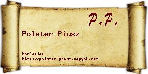 Polster Piusz névjegykártya